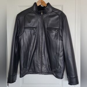 By Roni Men's Black Leather Jacket - Size Large